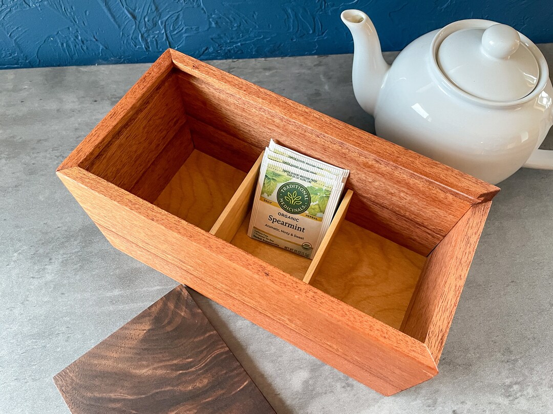 Mahogany and Walnut Wood Tea Box Etsy