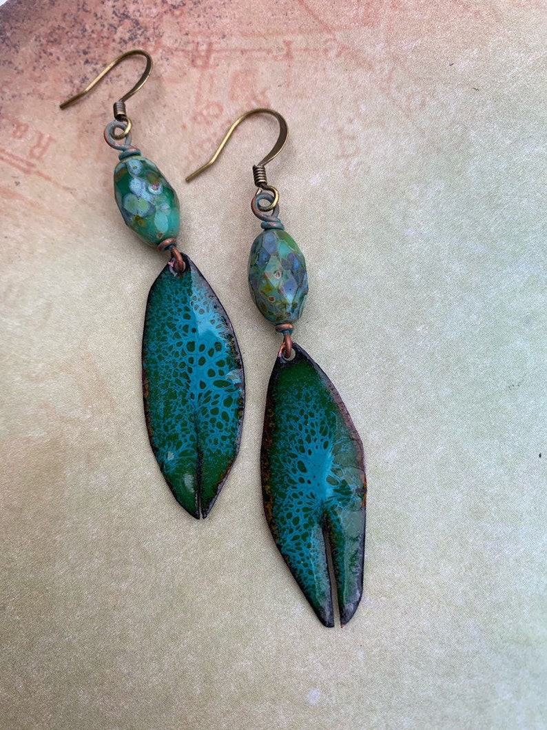Artisan Enameled Earrings designed by Angela Gruenke at Contents Jewelry