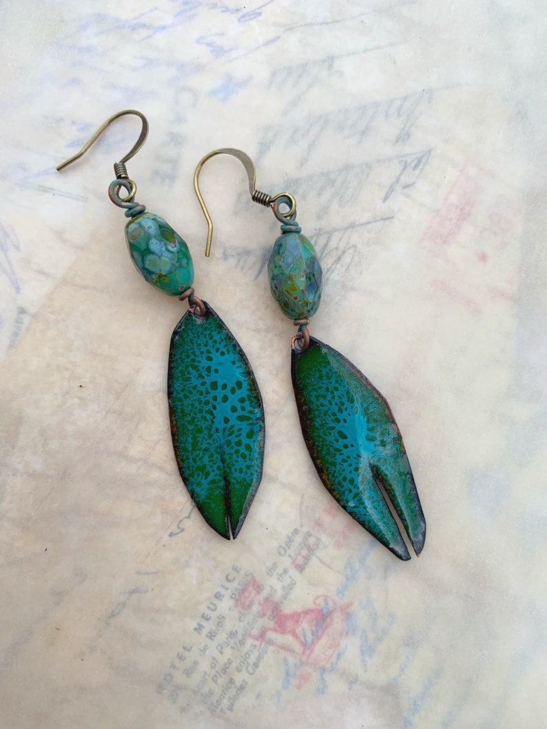 Artisan Enameled Earrings designed by Angela Gruenke at Contents Jewelry