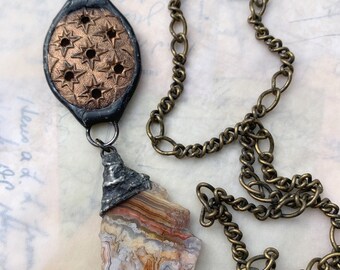 Elements Long Artisan Eclectic Necklace designed by Angela Gruenke of Contents Jewelry