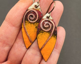 Journey Of Life Spiral Artisan Enamel Earrings at Contents Jewelry