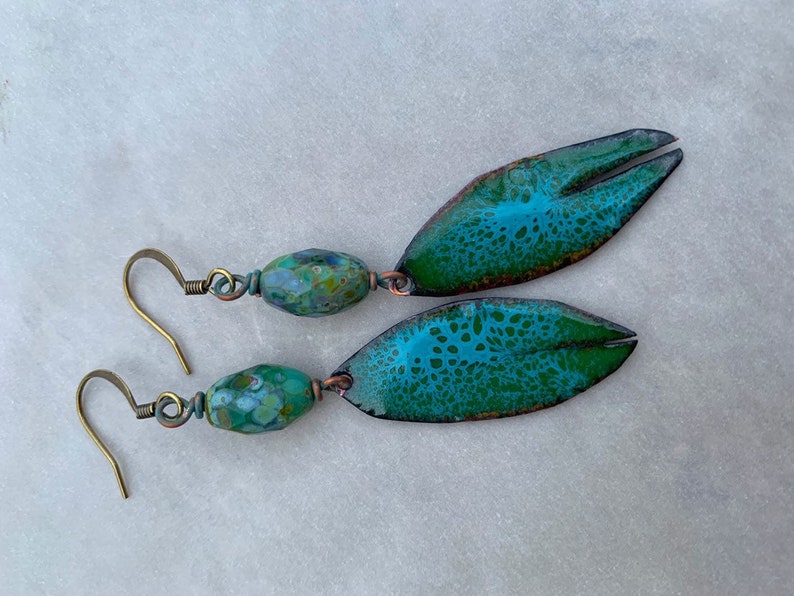 Artisan Enameled Earrings designed by Angela Gruenke at Contents Jewelry