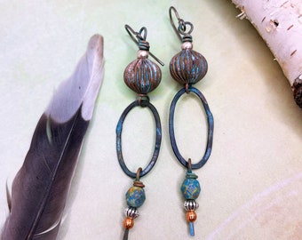 Rustic Copper Artisan Earrings at Contents Jewelry