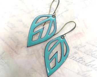 Turquoise Teardrop Enamel Earrings at Contents Jewelry