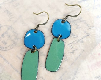 Aqua and Willow Artisan Enamel Earrings at Contents Jewelry