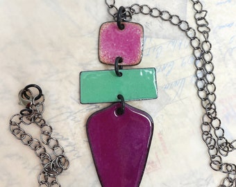 Colorful Artisan Enamel Necklace at Contents Jewelry
