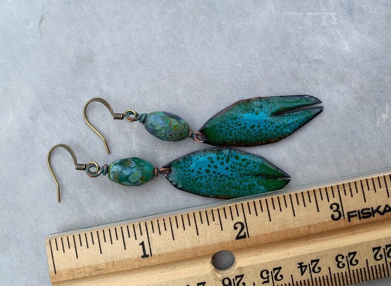 Artisan Enameled Earrings designed by Angela Gruenke at Contents Jewelry
