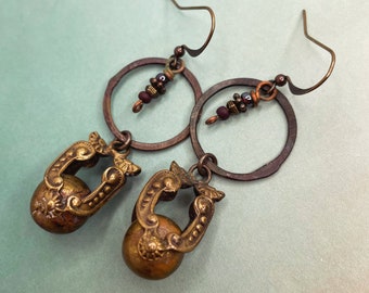 Vintage Brass Bauble Earrings at Contents Jewelry