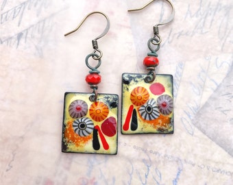 Artisan Abstract Enamel Earrings at Contents Jewelry