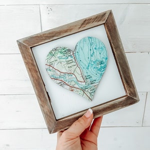 Framed heart maps! Any state or town! Heart shaped gift, map, housewarming, closing gift, wedding gift, customized to your location!