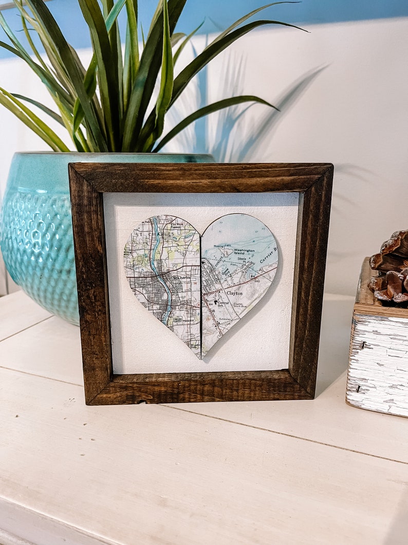 Custom Heart Map Personalized Heart Map With Two Maps - Etsy