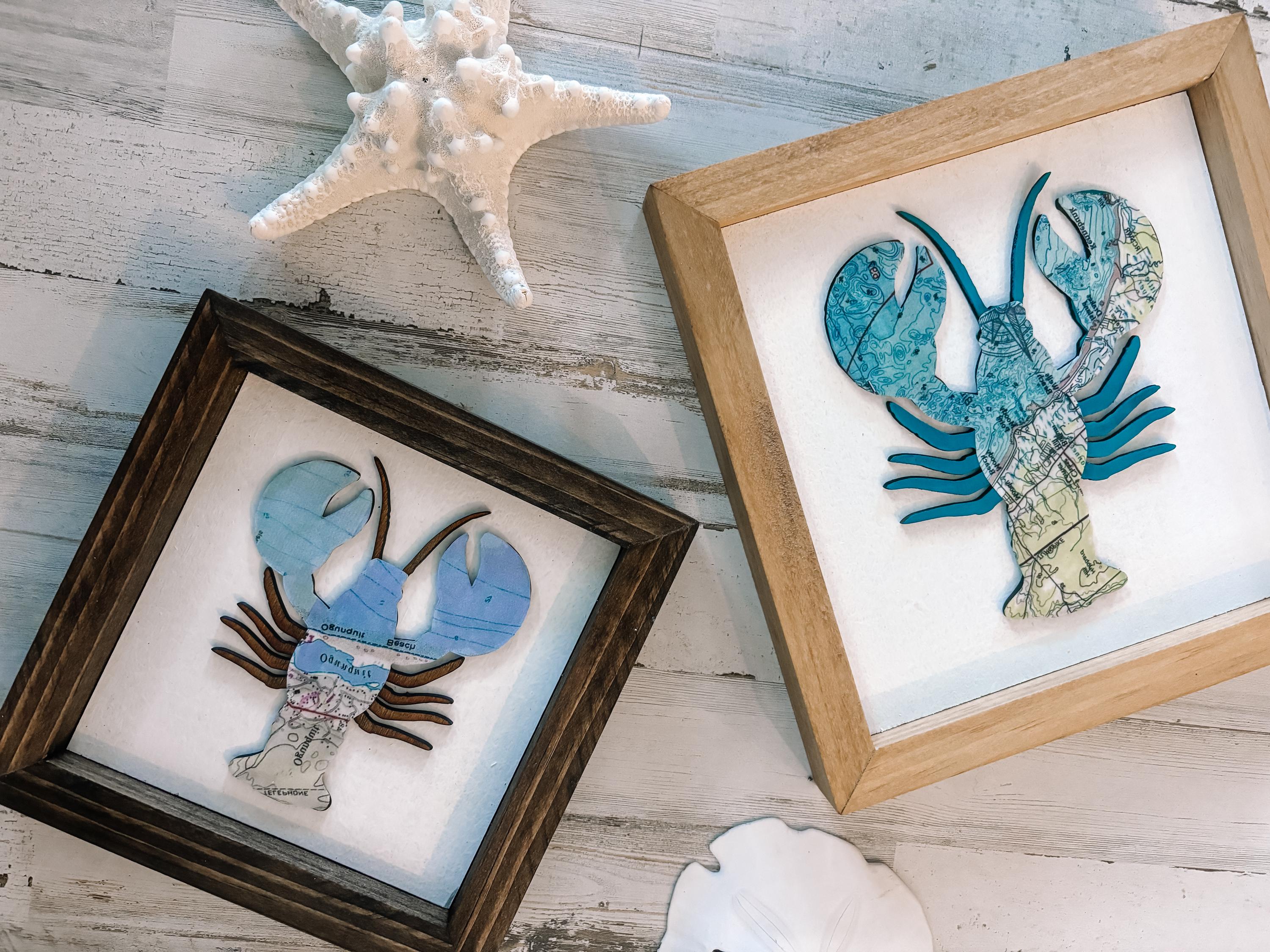 Custom Lobster Map Art: Personalized Coastal Gift, Housewarming Decor