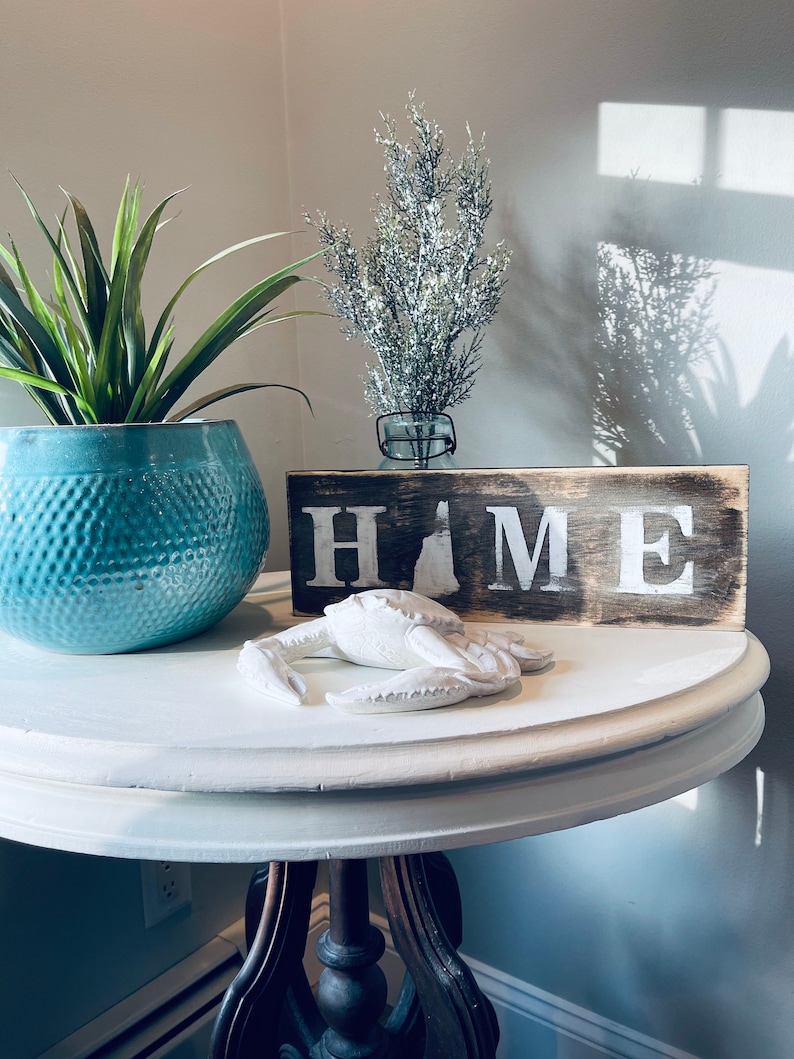 Rustic distressed mini New Hampshire NH HOME sign with state outline cabin decor rustic decor NH New Hampshire signage