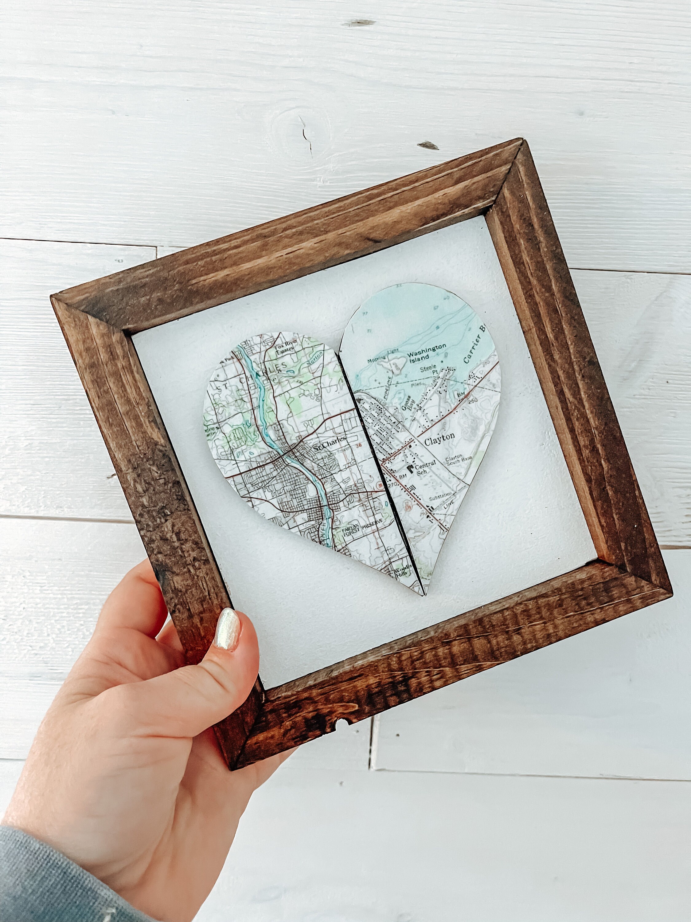 Custom Heart Map Personalized Heart Map With Two Maps - Etsy