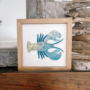 Custom Lobster Map Art: Personalized Coastal Gift, Housewarming Decor