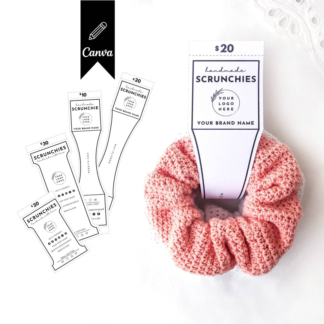 Editable Scrunchie Tag Template Scrunchie Display Card Etsy