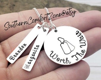Long Distance Relationship Necklace - Worth the Wait - Deployment - Boot Camp - Military Couple - Wife Husband - Army Marines Air Force