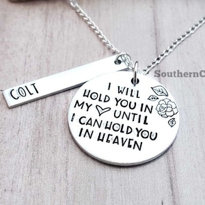 Memorial ketting - Remembrance Jewelry - Hand gestempeld - ik zal houden u in mijn hart - hemel - moeder vader kind vader moeder oma opa