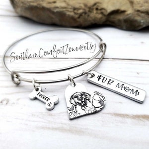 Golden Retriever Labrador Personalized Charm Bracelet Fur Mom Hand Stamped Black Lab Customized Bangle Paw Bone My kids have paws Puppy