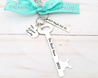 First Home Christmas Ornament - Home Owner Tree Decoration New House Personalized Hand Stamped House Warming Gift Realtor Moving Present Key