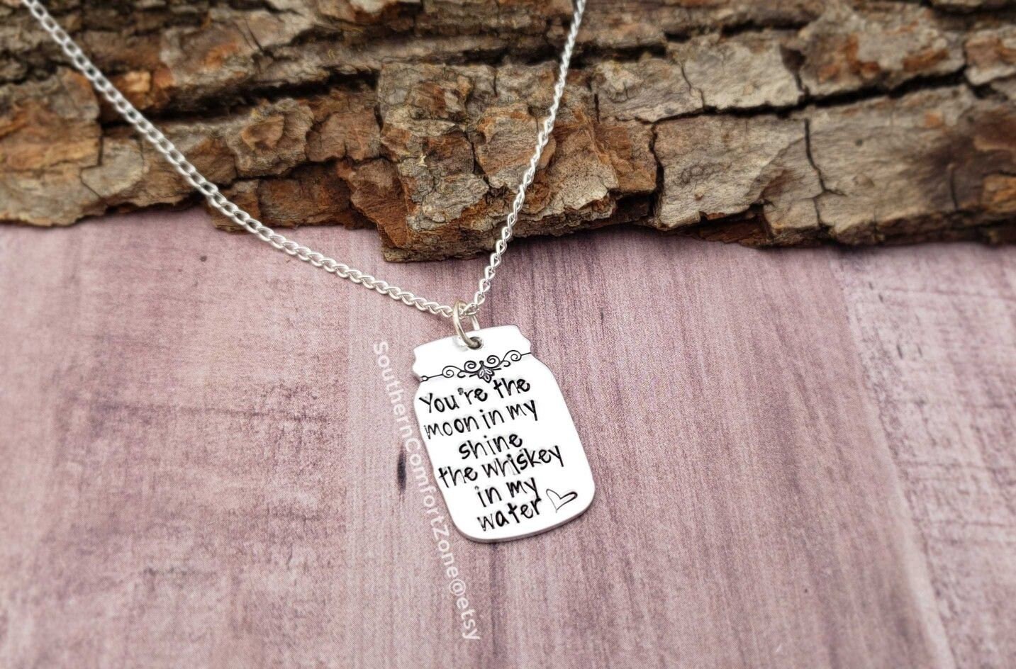 Mason Jar Necklace Hand Stamped Jewelry Moon in my Shine Etsy