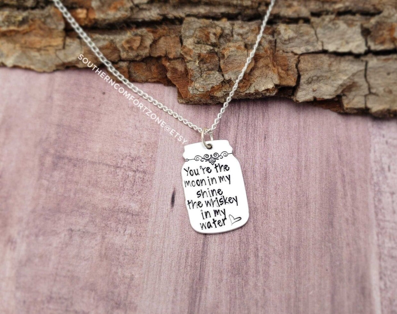 Mason Jar Necklace Hand Stamped Jewelry Moon in My Shine Etsy