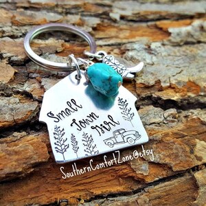 Small Town Girl - Barn Key Chain - Truck - Cowboy Boots - Hand Stamped ...