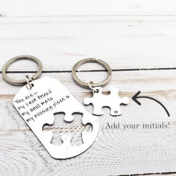 Puzzle Piece Key Chain - My best friend soul mate my Missing Piece - Relationship - Anniversary - Boyfriend Girlfriend - Military -His Hers