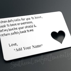 Personalized Military Wallet Card Custom Metal Card Gift for Army Navy USMC Air Force Coast Guard Deployment Anniversary Boyfriend Husband