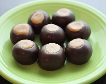 Bonbons Buckeye 18 chocolats noirs Better Buckeyes,Beurre de cacahuète et chocolat,Bonbons,Fait main,Cadeaux,Faveurs,Fêtes,Réceptions