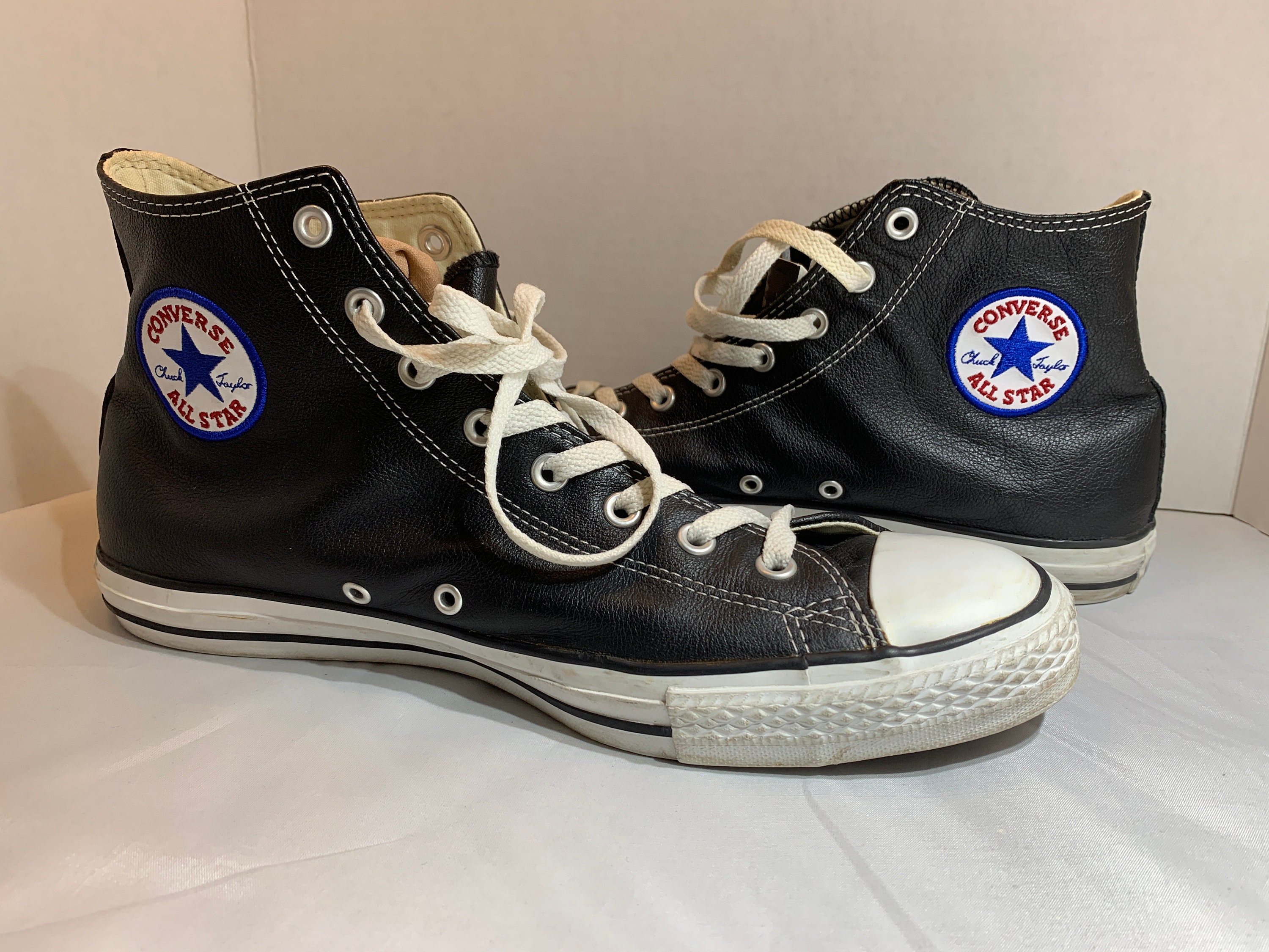 Vintage Black Leather Converse Shoes ~ 1980s Leather Converse Sneakers ...
