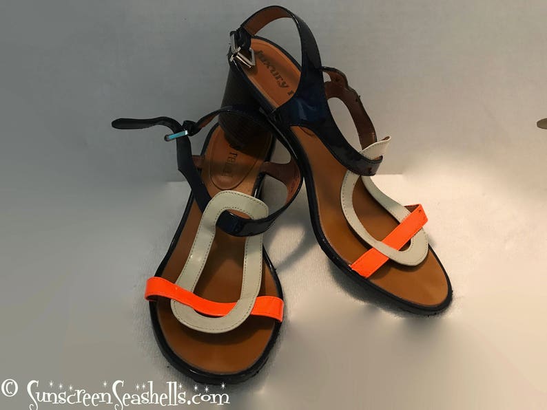 orange low heels