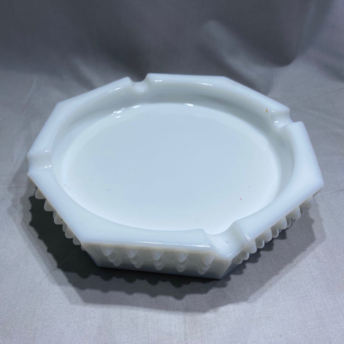 Large Fenton Octagon Hobnail Milk Glass Ashtray Hobnail Milk Etsy