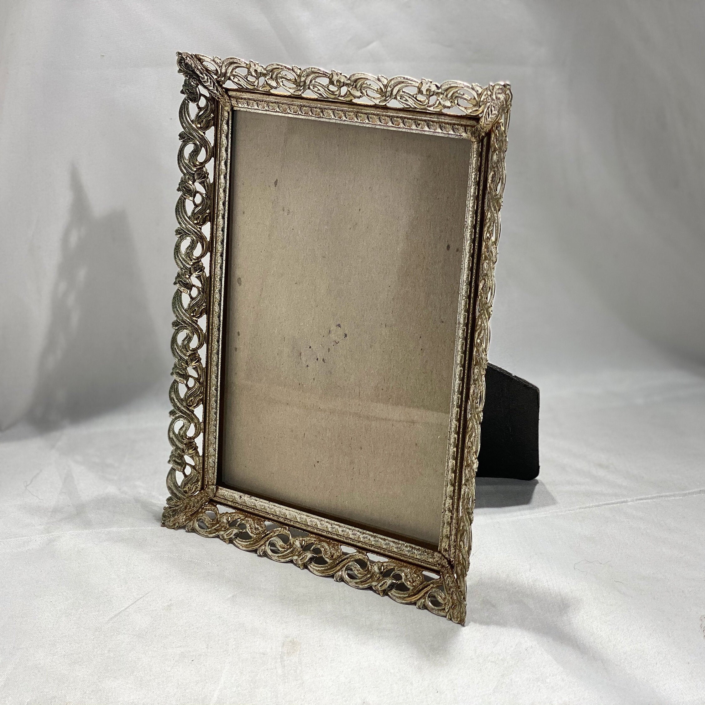1950s Vintage Gold Picture Frame Ornate Ormolu Metal Photo Frame