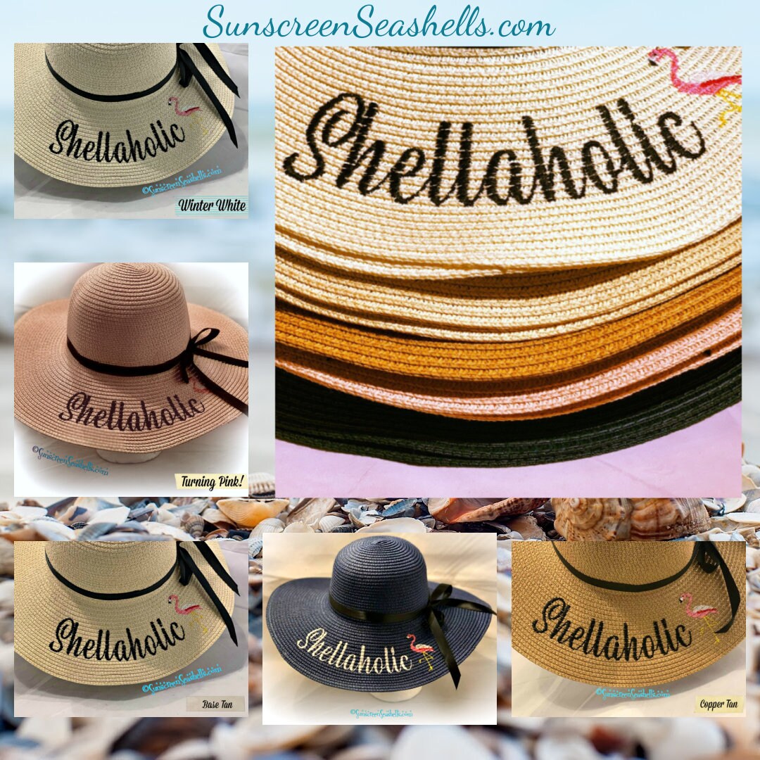 Hat Shellac Shellaholic Beach Hat, Seashells Beach Hat, Shelling Hat, Foldable ...