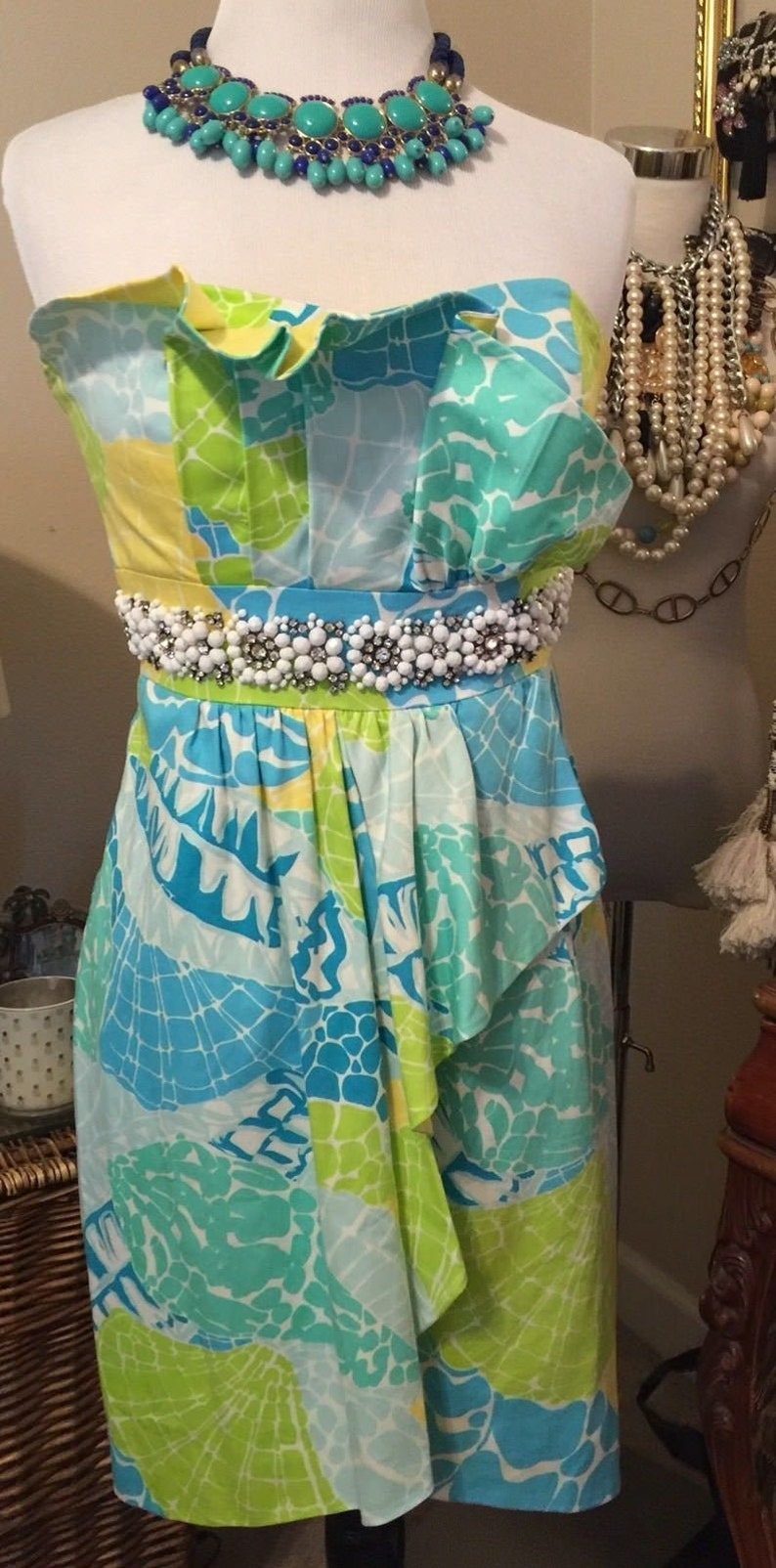 Lilly Pulitzer Strapless Seashells Embellished Sz10 Lilly - Etsy
