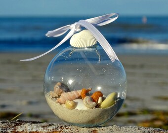 Stunning orb Beach Sand and Shells Ornaments Beach wedding favors