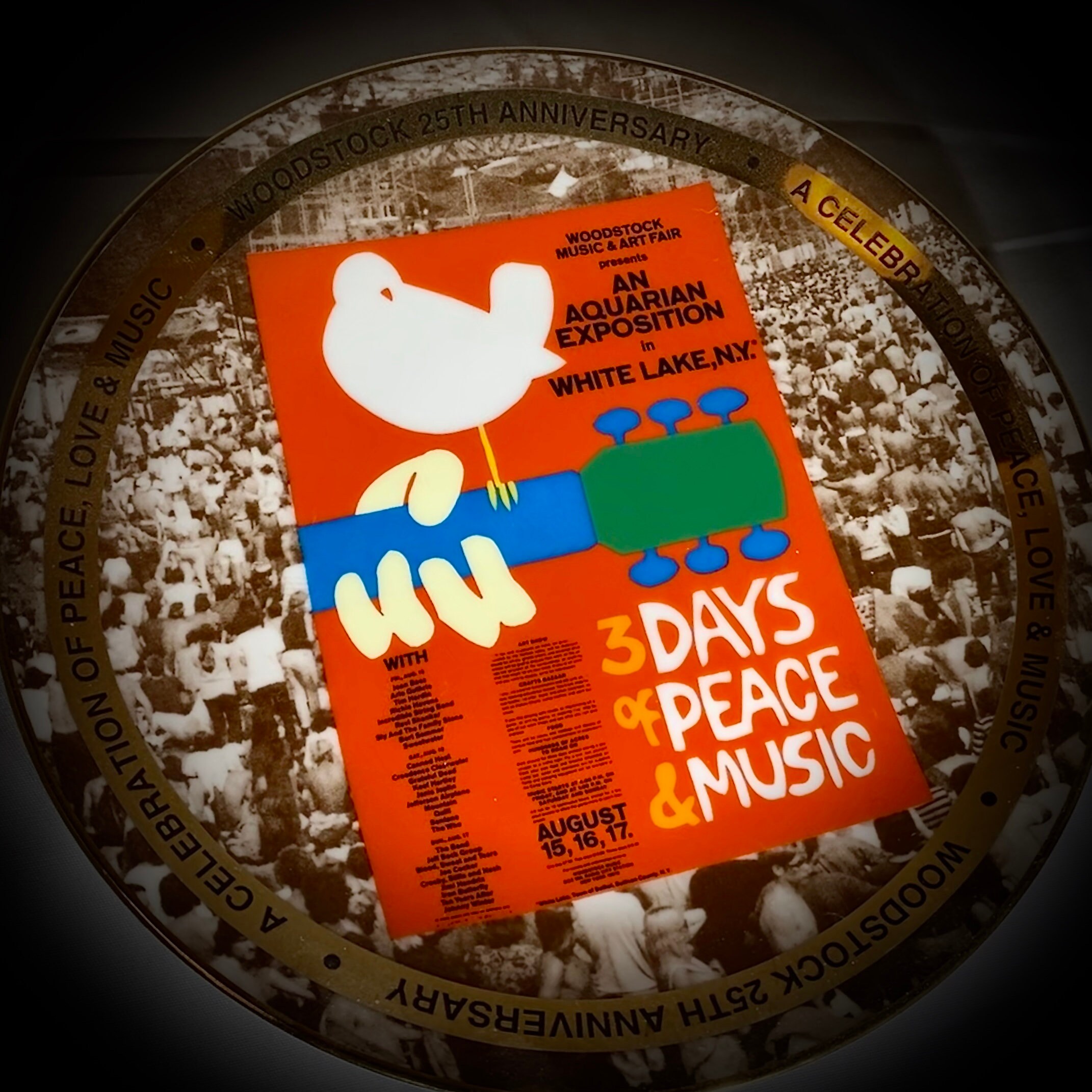 Woodstock 25th Anniversary Collectors Plate 3 Days Of Peace Love Music Cameo Guild Ltd Edition Woodstock Collectible