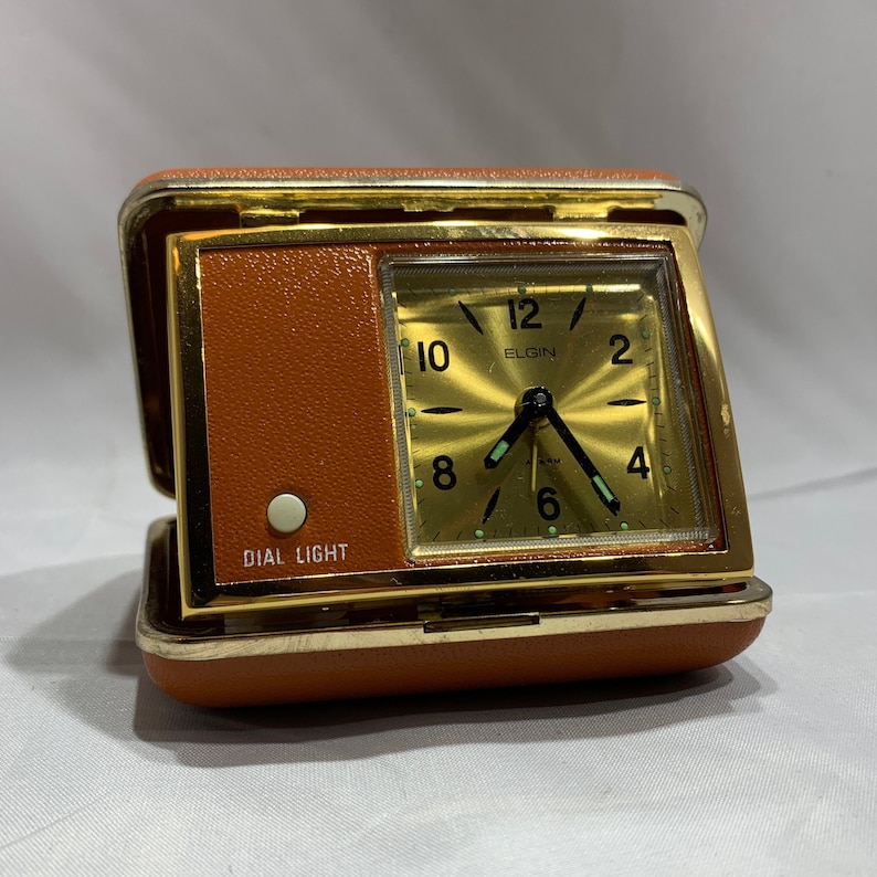 1960s Elgin Orange Travel Alarm Clock with Dual Light Etsy
