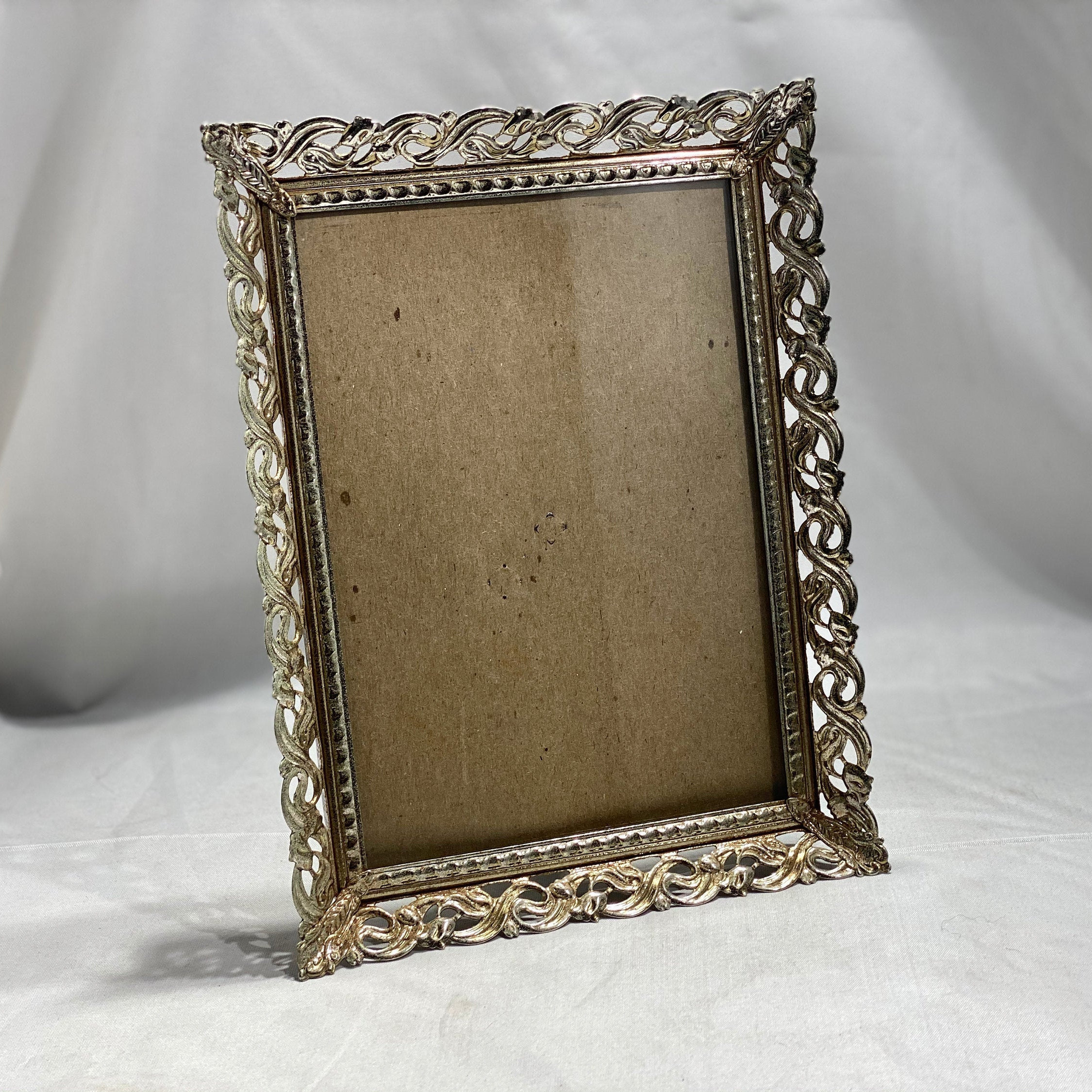 1950s Vintage Gold Picture Frame Ornate Ormolu Metal Photo Frame