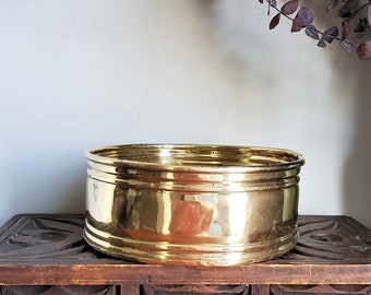 Vintage Brass Round Planter, Brass Succulent Planter Pot, Brass Flower Pot, Boho Decor, Brass Flower Pot