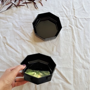 Vintage Arcoroc France Octagon Bowls, Arcoroc Octime Bowls, Black French Glassware, Black Glass Bowl, Modern Glassware
