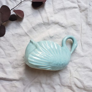 Vintage Swan Planter, Blue Swan Planter, Ceramic Swan Planter, Swan Vase, Midcentury Swan, Succulent Planter