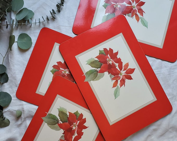 Vintage Jason Poinsettia Placemats Christmas Placemats Hard Etsy