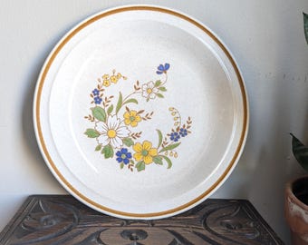 Vintage Colorstone Floral Dinner Plate, 70's Dinnerware, Large Floral Plate, Made in Japan
