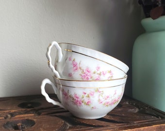 Antique Tea Cups, Orleans ZS & CT Bavarian Fine China Teacups, Pair of China Teacups, Porcelain Floral Teacups, Bavarian China, Fine China