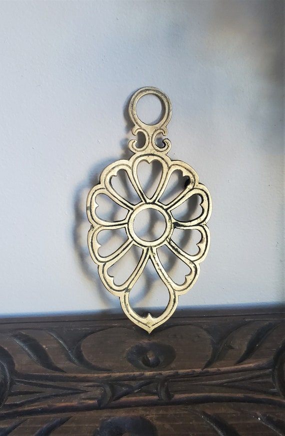 Vintage Brass Trivet, Brass Pot Holder, Brass Plant Holder, Brass Wall Decor, Brass Wall Hanging