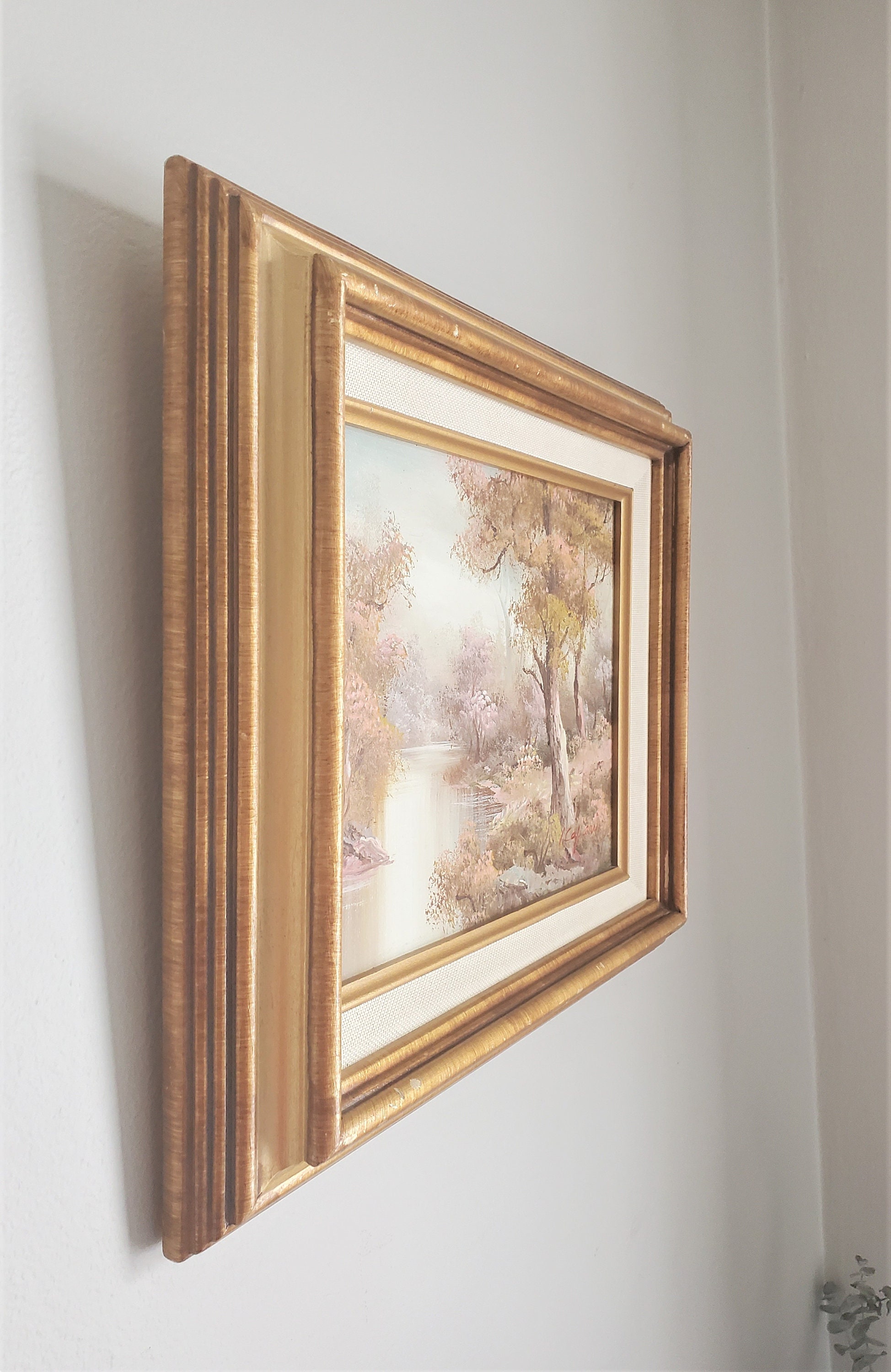 Vintage Framed Landscape Painting Lakeside Painting Framed Etsy