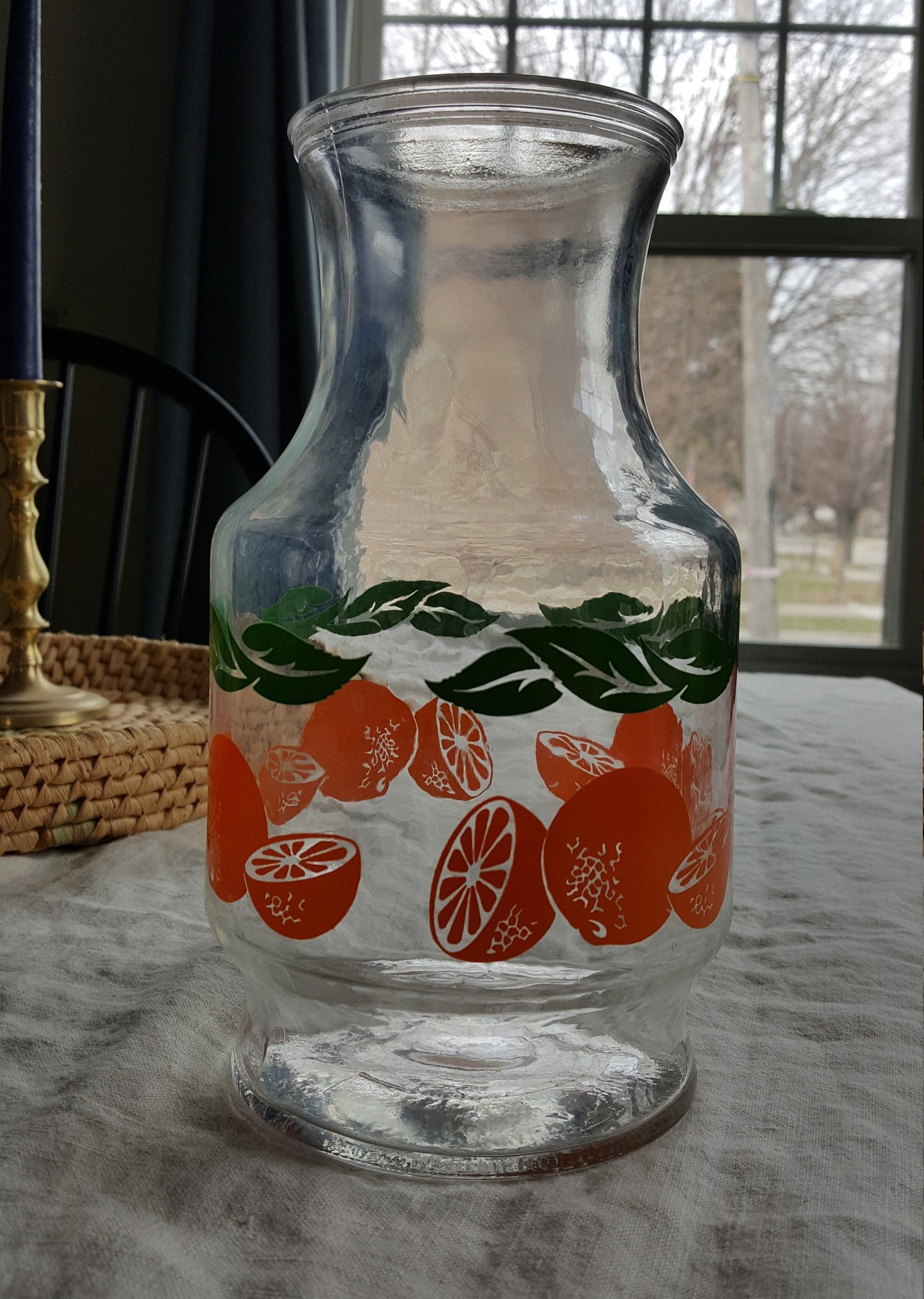 Vintage Orange Juice Carafe Anchor Hocking Glass Carafe Etsy