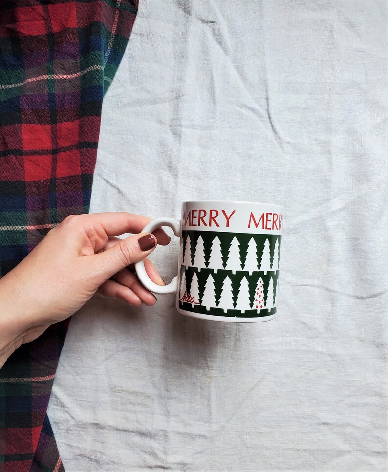 Vintage God Jul-mugg, Julgransmugg, Julkaffemuggar, Julglas, Tillverkad i Japan bild 2